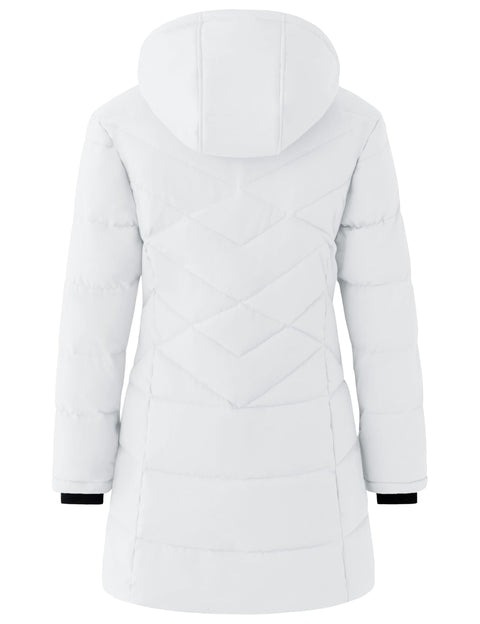 wantdo Women's Winter Jacket Waterproof Winter Coats Long Puffer Coats (Ivory X-Large) wantdo