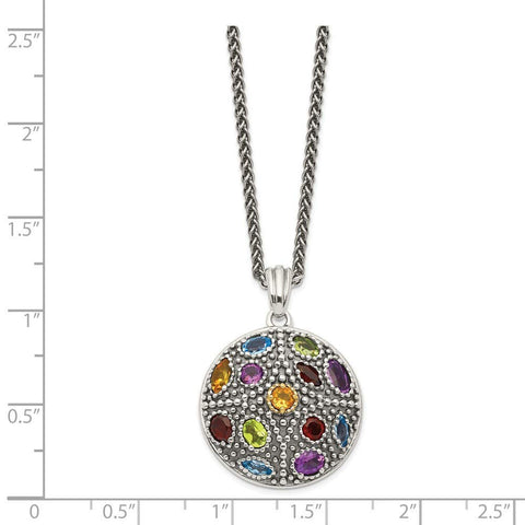 925 Sterling Silver With 14k Multi Gemstone Necklace Measures 22mm Wide Jewelry Gifts for Women JewelryWeb