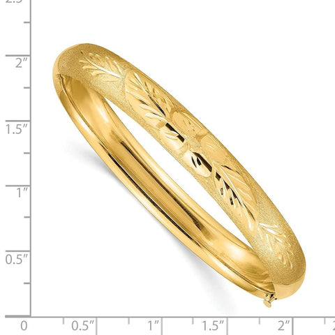Diamond2Deal 14k Yellow Gold 516 Florentine Engraved Hinged Bangle Bracelet Diamond2Deal