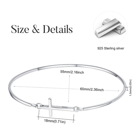MEDWISE Womens Cross Bangle Bracelet 925 Sterling Silver Infinity Cross Bracelet Fashion Layer Bracelets Christian Religious Bracelet Jewelry Gifts MEDWISE