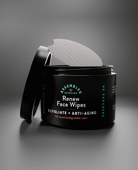 Renew Face Wipes, 50-Count (Pack of 1). Exfoliating, anti-aging, and pre-shave face wipes.