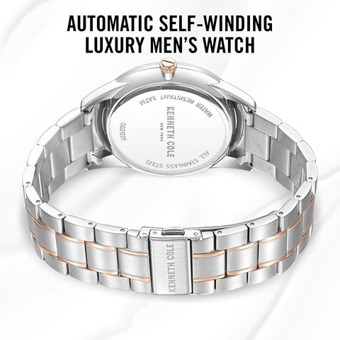 Kenneth Cole Men's Watch - Luxury Watch for Men, Stainless Steel Watch, Quartz, Water-Resistant, Sleek Design TT Silver/Gold Rose Analog Watch Kenneth Cole New York