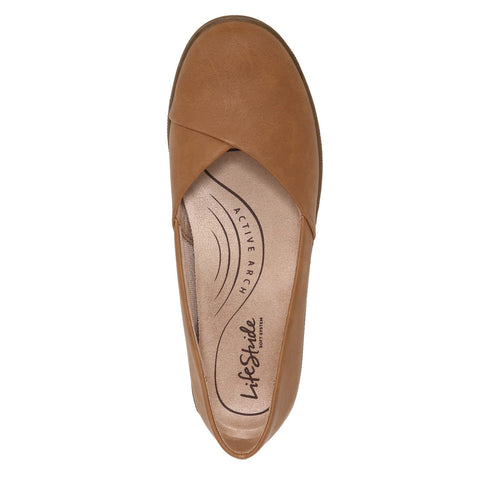 LifeStride Womens Notorious Ballet Flat, Tan, 10 Wide US