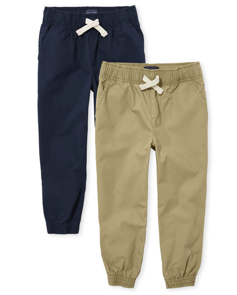 The Children's PlaceThe Children's Place Boys Stretch Pull On Jogger PantsStandardFlax/Tidal 2 Pack6
