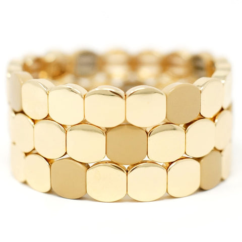 Cedar and Ink Stackable Bracelets, Tile Bracelets for Women, Stackable Enamel Bracelets, Enamel Bangle Bracelet, Gifts for Women - Gold Honeycomb Cedar and Ink