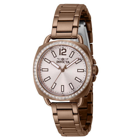 Invicta Lady's Wildflower 32mm Stainless Steel Quartz Watch, Brown (Model: 46344)