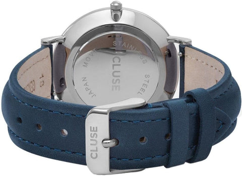 CLUSE Women's La Boheme 38mm Blue Leather Band Metal Case Quartz White Dial Analog Watch CL18216 CLUSE