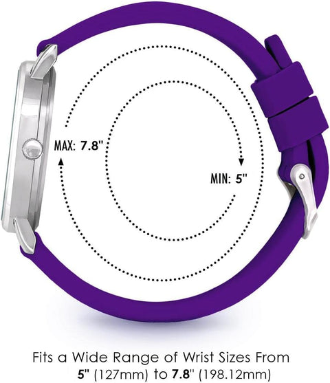Speidel Original Scrub Watch™ Nurses Doctors Medical Professionals Students Men Women Unisex Easy Read Dial Military Time Red Second Hand Silicone Band Water Resistant-Purple Speidel