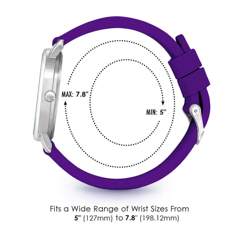 Speidel Original Scrub Watch™ Nurses Doctors Medical Professionals Students Men Women Unisex Easy Read Dial Military Time Red Second Hand Silicone Band Water Resistant-Purple Speidel