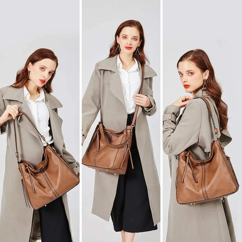 Montana West Large Leather Hobo Handbag for Women Studded Shoulder Bag Crossbody Purse (Mustard) MWC-1001MSTD Montana West