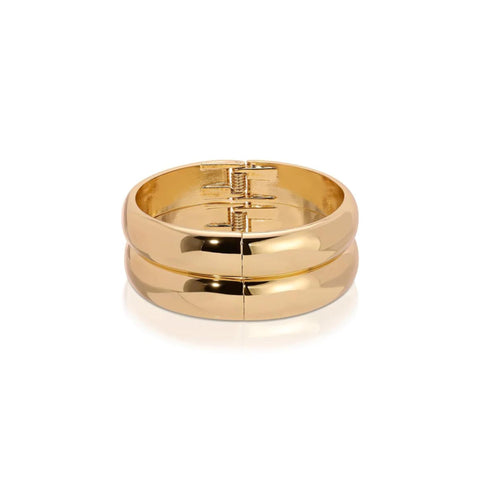Ettika Gold Bangles For Women. Chunky Gold Bracelets, Set of Womens Bracelets. 2Pcs Simple Stackable 18K Gold Plated Bangles, Jewelry Ettika