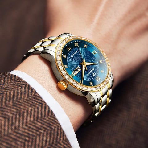 OLEVS Automatic Men's Watch Self-Winding Silver Gold Mechanical Business Luxury Formal Watch Stainless Steel Waterproof Luminous Date OLEVS
