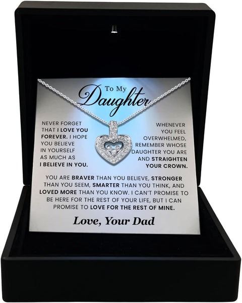 TRYNDI To My Daughter Necklace from Dad - Daughter Christmas Gifts, Necklaces for Women, Gifts for Women Birthday, Valentine's Day, Mother's Day