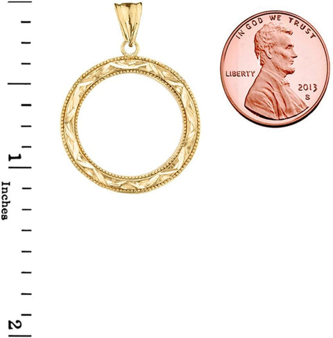 Exquisite 10k Yellow Gold Sparkle-Cut Circle of Life Charm Pendant