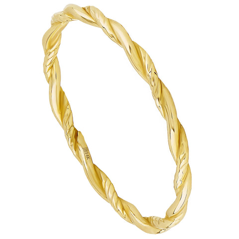 BRENNMORE Solid 14k Gold Stackable Rings for Women 14kt Gold Twisted Braided Band Ring Dainty Stacking Rings Real Jewelry Thin Stack Rings Womens Handmade Rope Ring Size 6 (Hammered Twisted, 6) BRENNMORE