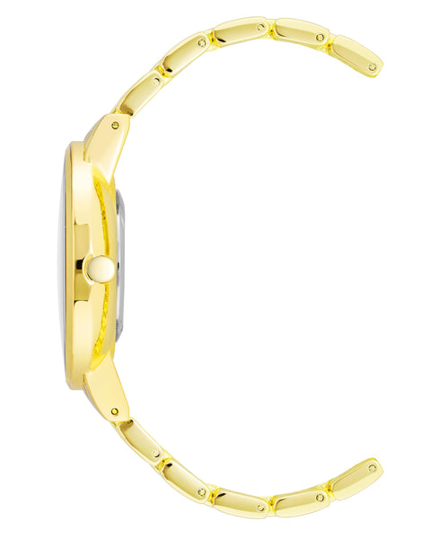 Nine West Women's Crystal Accented Gold-Tone Bracelet Watch