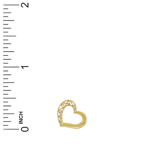 Gold Small Sliding Heart Charm - 10 Karat Solid Gold - Heart Jewelry - Optional Chain (No Chain - Charm Only)