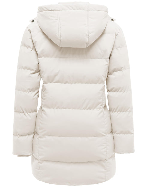 WenVen Women's Heavyweight Winter Puffer Jacket Winter Warm Fashion Parka Coats with Hood (Beige,XL) WenVen