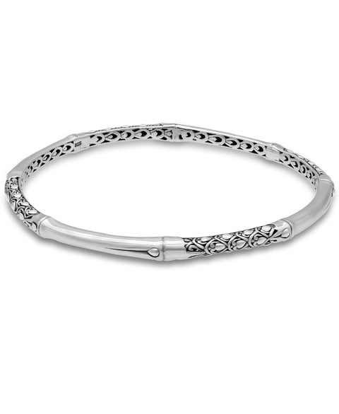 DEVATA Sterling Silver 925 Bali Filigree Slide-on Bangle Bracelet DHK3185ASS (Size Medium) DEVATA