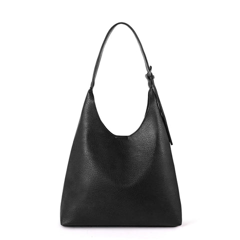 Hobo Bag for Women, Vegan Leather Slouchy Shoulder Handbags Purses for Women with Adjustable Strap (Black)