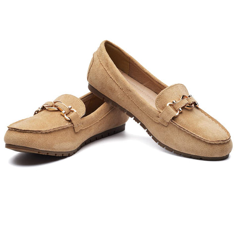 Cvistpieo Loafers for Women Business Casual Shoes Comfortable & Lightweight Penny Loafers Slip On Work Flats Suede Beige Size 8