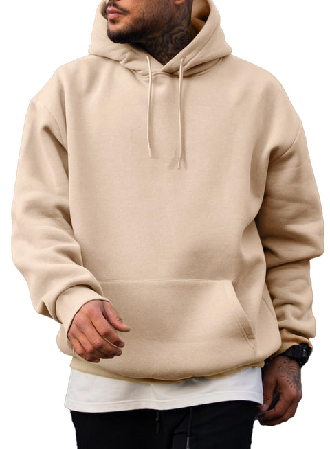 JMIERR Fall Sweatshirts for Mens Comfy Simple Plain Drawstring Hoodies Collar Fleece Long Sleeve with Pockets Hooded Pullovers Casual Loose Fit Shirts Cotton Sweater, US43(L), Khaki