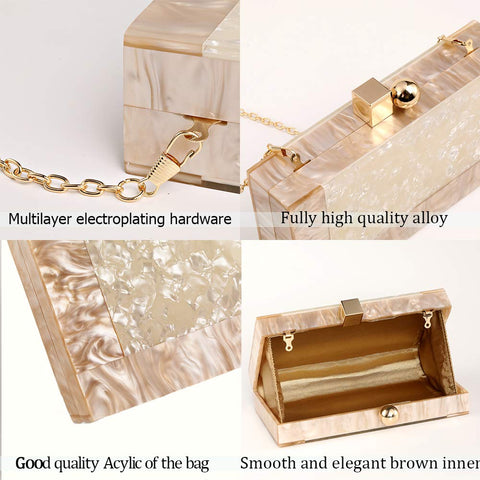 Menurra Women Acrylic Evening Clutch bag Glitter Marble Purse Handbag for Wedding Cocktail Party Prom Menurra