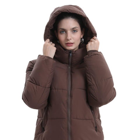 PUFFIT Women's Cropped Puffer Jackets,Warm Winter Jacket with Removable Hood,Zipped Pockets,Short Ladies Quilted Coat PUFFIT