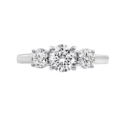 Amazon Essentials Platinum-Plated Sterling Silver Round 3-Stone Ring made with Infinite Elements Cubic Zirconia (2 cttw), Size 7 (previously Amazon Collection) Amazon Essentials
