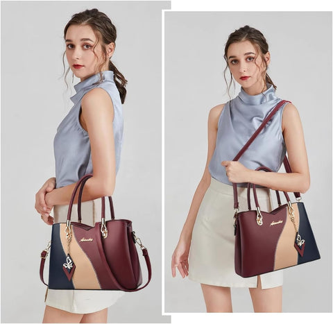 DAINAOTM Purses and Handbags for Women Tote PU Leather Ladies Satchel Top Handle Crossbody Shoulder Bag