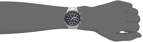 Citizen Men's Eco-Drive Sport Luxury World Chronograph Atomic Time Keeping Watch in Stainless Steel, Blue Dial (Model: AT8020-54L) Citizen