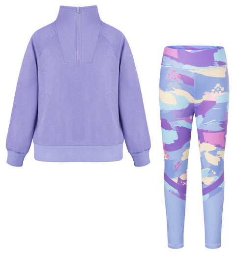 GRACE KARIN Girls Fall Clothes Size 8-10 Preppy Half Zipper Sweatshirt Sweatpant 2 Piece Tie Dye Back To School Tracksuit Outfit