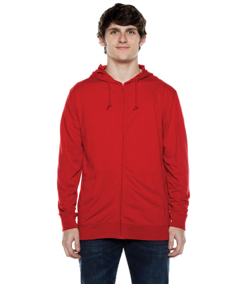 Cottonhood Lightweight Jersey Zip Hoodie for Men – Full Zip Casual Cotton Hoodie, Soft Long Sleeve (2XL, Scarlet, 702)