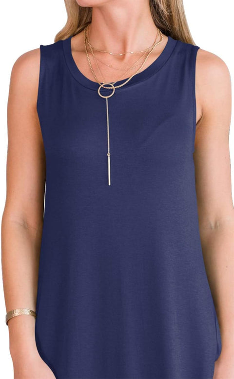 ANRABESS Women Casual Loose Sundress Sleeveless Split Maxi Long Beach Shirt Dress Travel Vacation 2025 Summer Outfits Blue Large ANRABESS