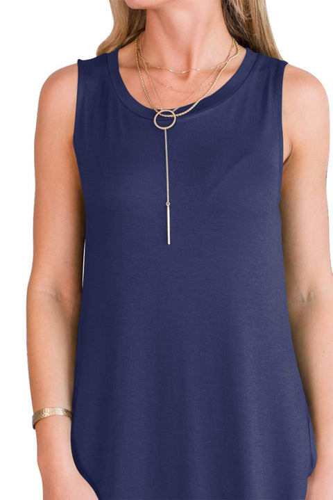 ANRABESS Women Casual Loose Sundress Sleeveless Split Maxi Long Beach Shirt Dress Travel Vacation 2025 Summer Outfits Blue Large ANRABESS