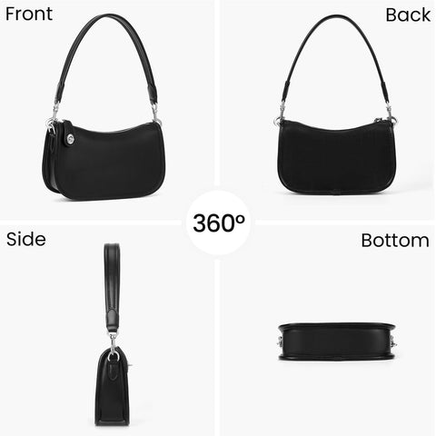 jingyuKJ Shoulder Bag Purses for Women - Small Handbags PU Leather Shoulder Purse Trendy Designer Underarm Bags (Black)
