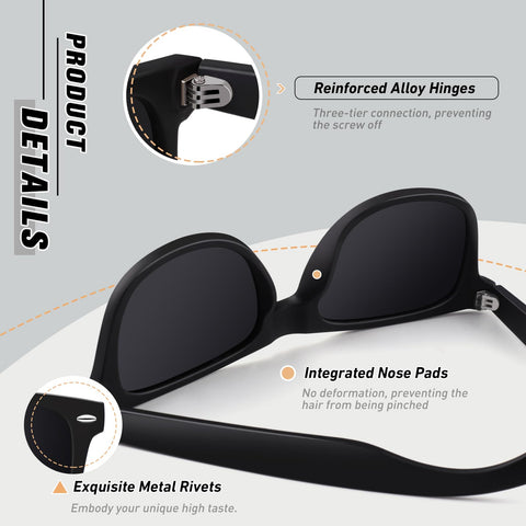 CGID Sunglasses Men Womens Polarized Lightweight Retro Black Shades UV400 Driving Fishing Golf