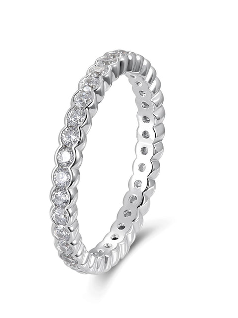 CYW Stackable Eternity Bling Ring Sterling Silver Moissanite Thin Finger Ring Size 5 CYW