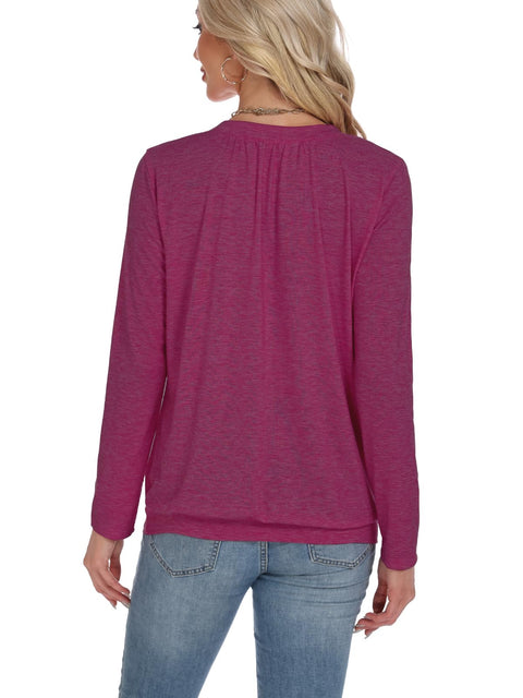 AIZHINENG 2 Pack Women Tops Long Sleeve Shirts V Neck Loose Fit Soft Casual Solid Color T-Shirts Fall Clothing