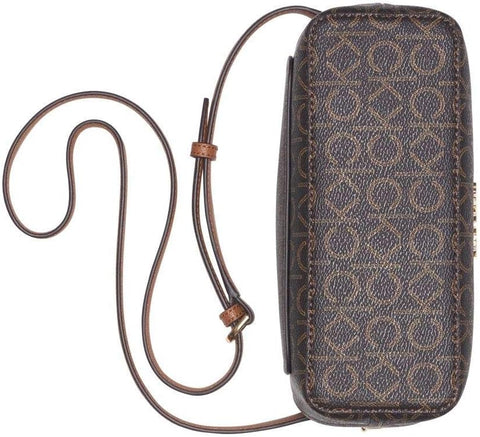 Calvin Klein Hailey Signature Triple Compartment Chain Crossbody, Brown/Khaki/Caramel Linear Calvin Klein
