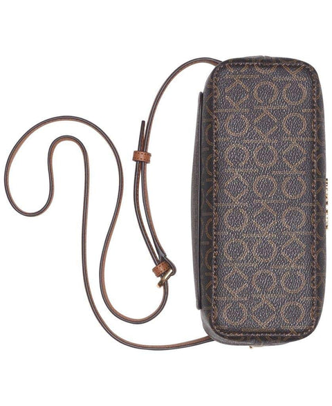 Calvin Klein Hailey Signature Triple Compartment Chain Crossbody, Brown/Khaki/Caramel Linear Calvin Klein