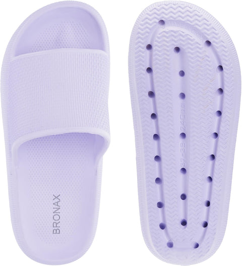 BRONAX Slides for Women Lavender Pillow Slippers Garden House Home Puffy Sandals Slipers for Female Laides Size 8 Comfy Cushioned Thick Sole 39-40 Light Purple BRONAX