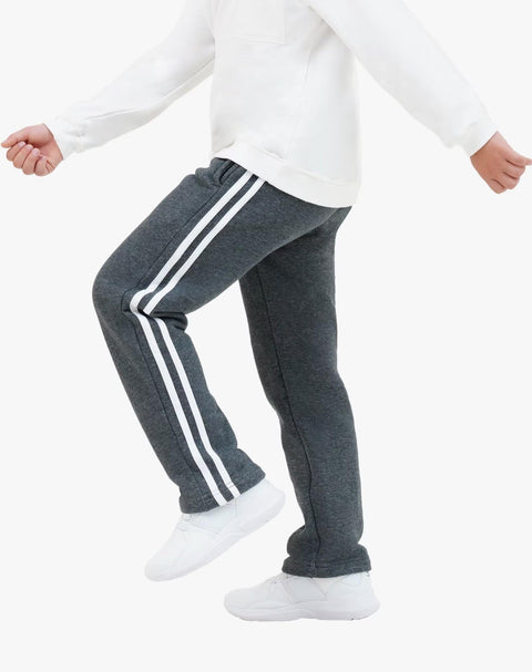 Rolimaka 4 Pcs Boys Sweatpants Soft Fleece Lined Open Bottom Youth Basic Athletic Joggers with Pockets Thermal Pants for Boys Black/Light Grey/Dark Grey/Blue L