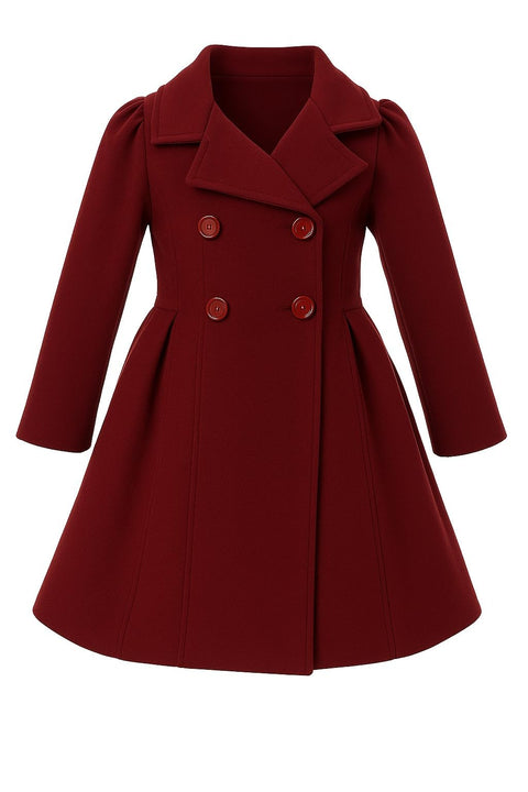 iGirlDress Coat Long Sleeve Button Pocket Long Winter Coat Outerwear Burgundy Size 6