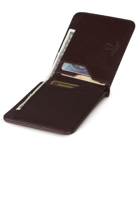 Vaultskin MANHATTAN Slim RFID Blocking Bifold Leather Wallet for Men - Minimalist Front Pocket Card Holder, Holds 9 Cards & Cash, Premium Italian Leather (Brown) Vaultskin