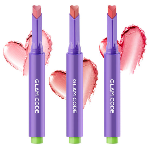 Glam Code Tinted Lip Balm Trio, Moisturizing Lipstick with Shea Butter, Hydrating Lip Makeup Set for Women & Girls, Vegan Formula, Cream Finish, Cruelty-free (3-Count, 01)