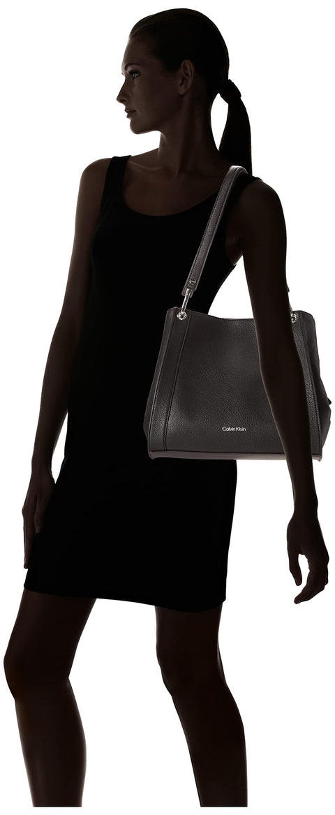 Calvin Klein Reyna Novelty Triple Compartment Shoulder Bag, Black/Silver Combo,One Size Calvin Klein