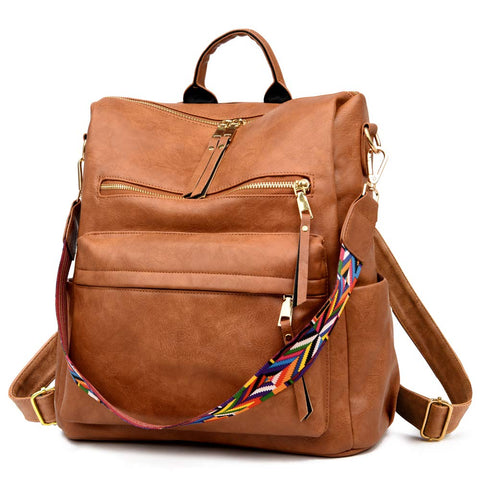 ZOCILOR Fashion Backpack Purse for Women Multipurpose Design Convertible Satchel Handbags and Shoulder Bag PU Leather Travel bag (Brown) ZOCILOR