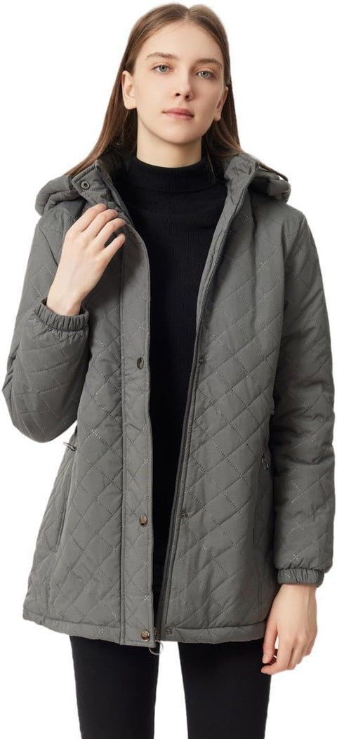 LQHHYLYX Womens Fashion Hooded Thickened Fleece Winter Soft Long Warm Jacket(Medium,Gray) LQHHYLYX