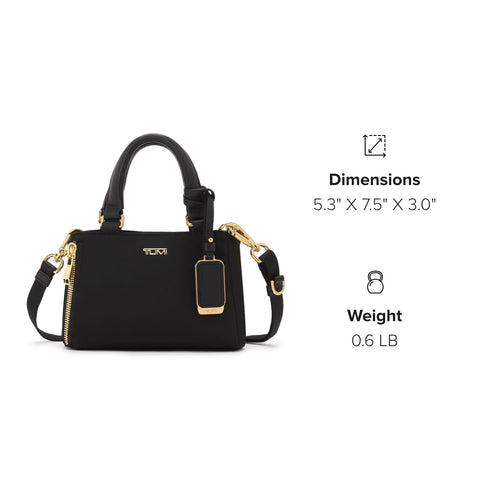 TUMI Voyageur Valetta Micro Tote - Men's & Women's Everyday Tote Bag - Black - With Gold Hardware - 5.3" X 7.5" X 3.0" TUMI